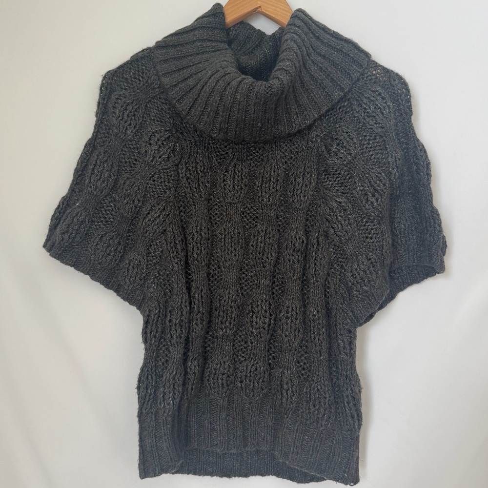 Pink Rose Charcoal Cable Knit Cowl Sweater